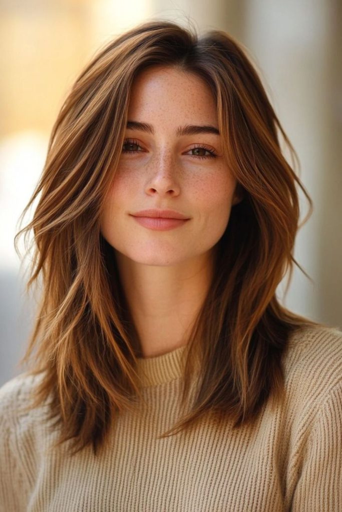 Feathered medium haircut with soft layers