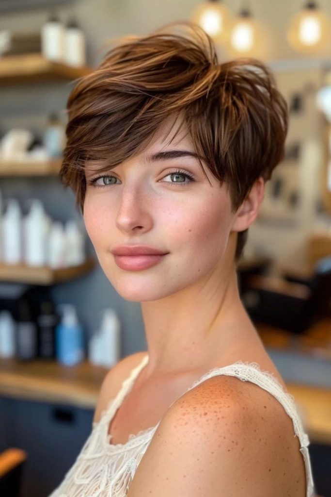 Soft ember layered crop warm glow