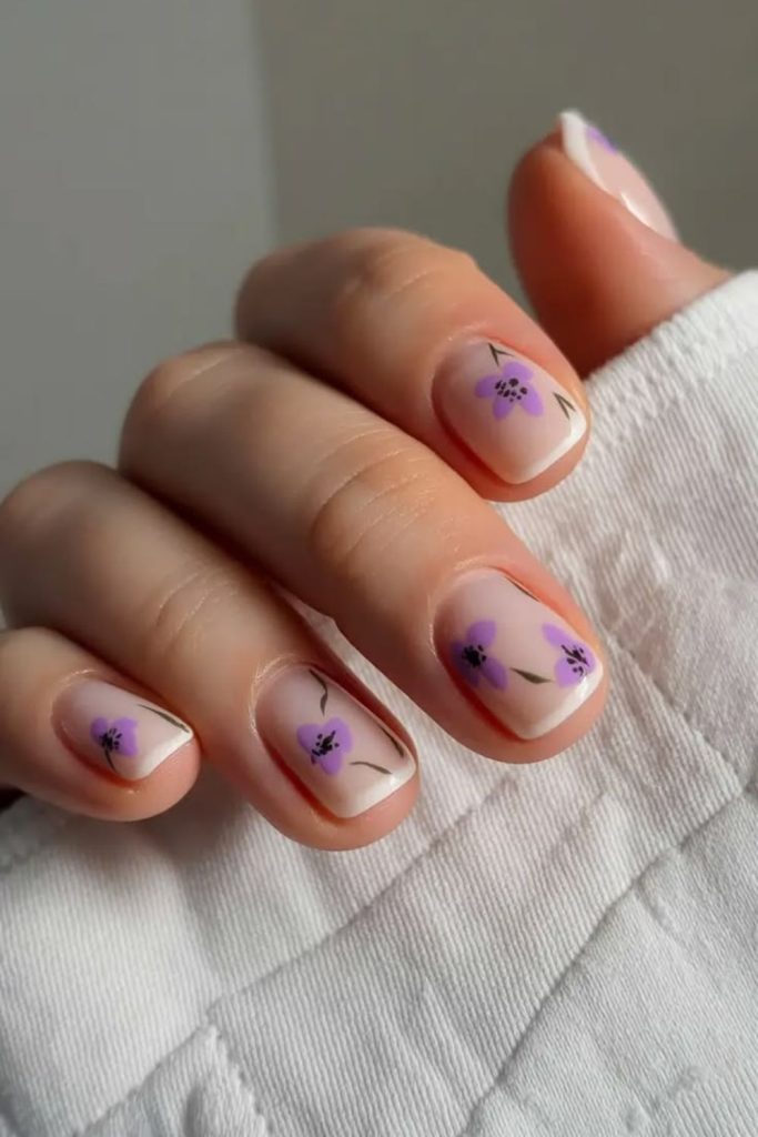 Soft floral petal nail art
