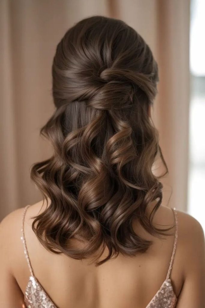 Soft layered rolled elegant medium hair
