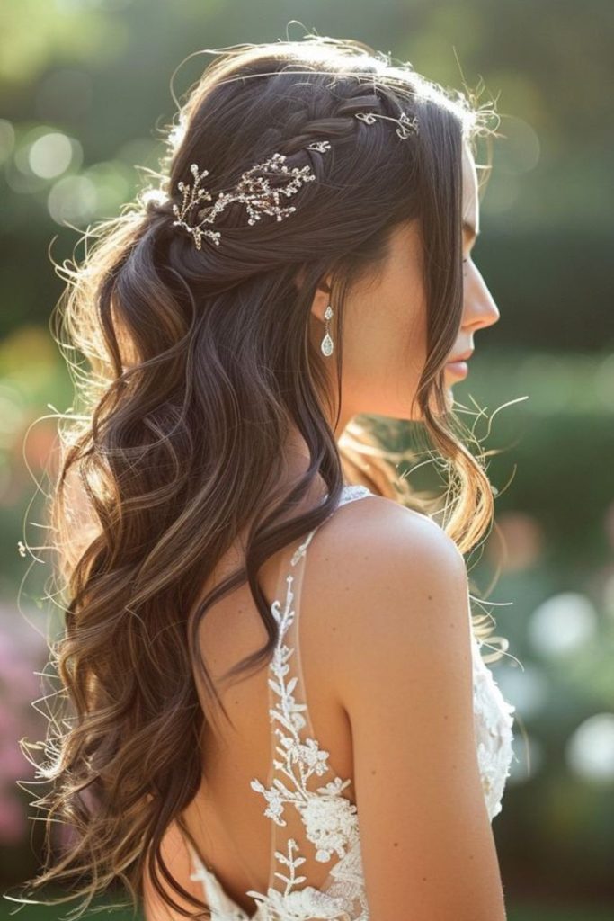Soft halo waves bridal crown glow