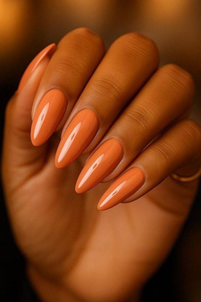 Spiced orange matte rich elegant nails.