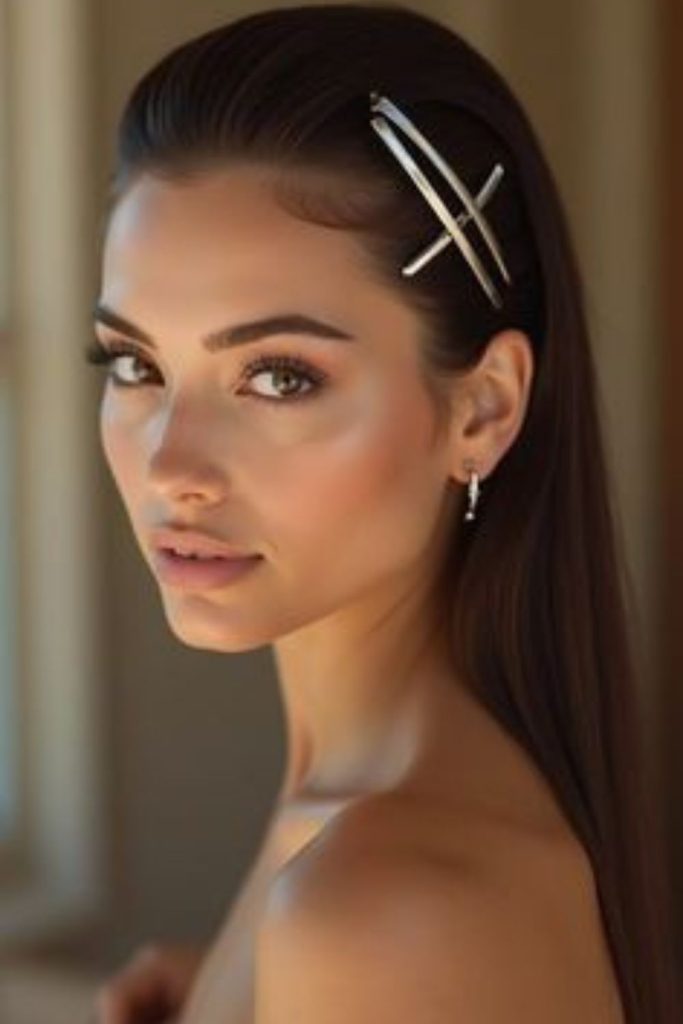 Slick Back Elegance glossy slicked formal hair