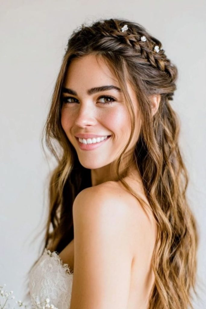 Braided halo crown with crystal accents
