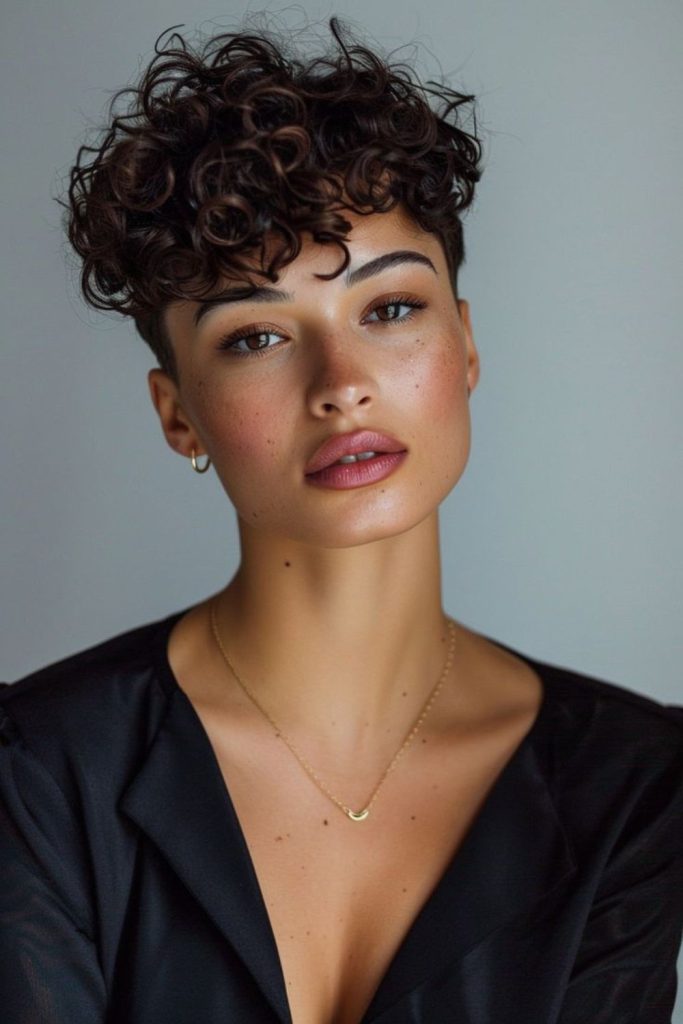 Storm fade short curly crop hairstyle.