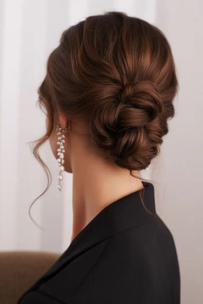 Hidden wave bun sleek formal hair