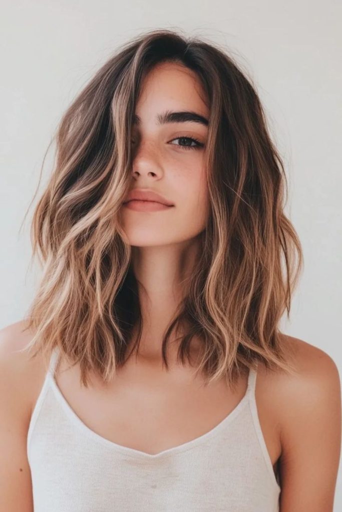 Warm layered medium lob sunset tones