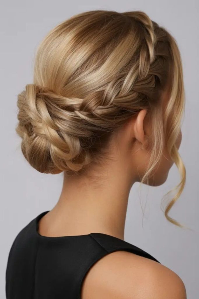 Braided knot textured elegant formal hair