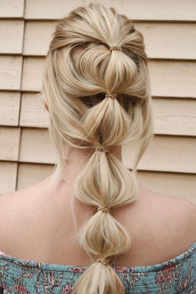 Bubble segmented ponytail playful water rhythm