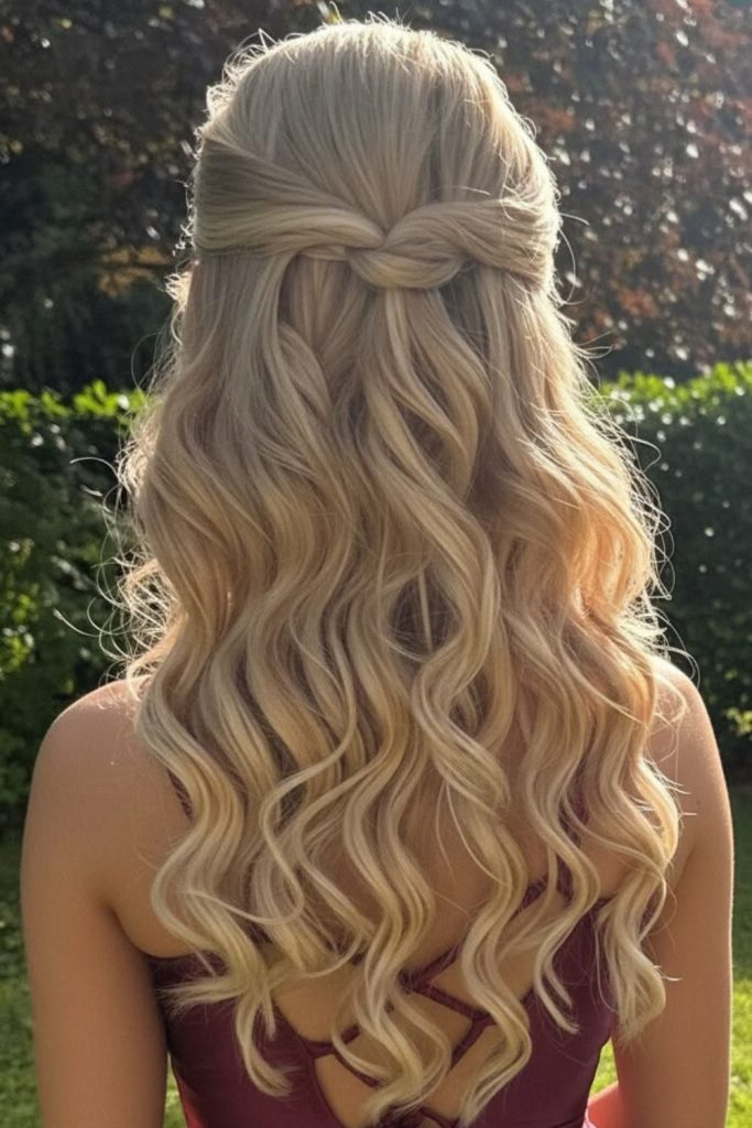 Twisted infinity half up flowing hair