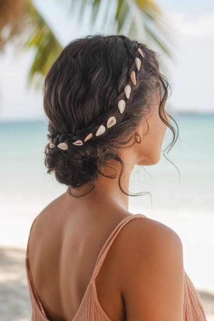 Twisted crown wrap lagoon inspired style.