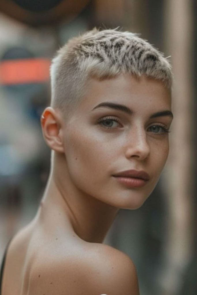 Sharp fade crop geometric modern structure look