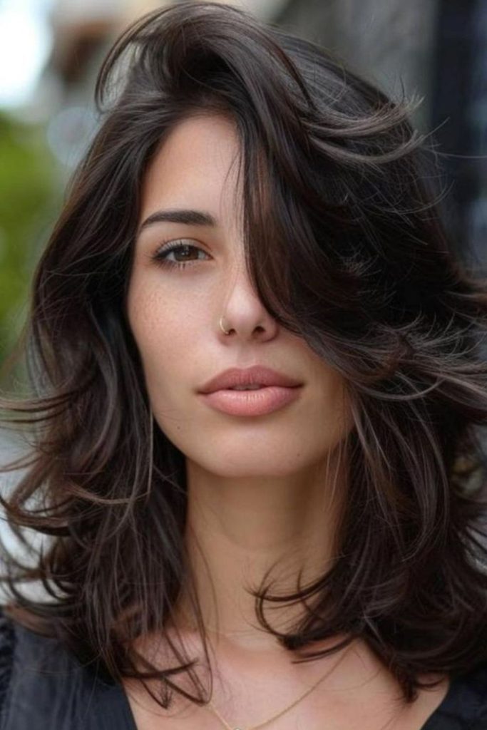 Layered medium haircut floral soft volume