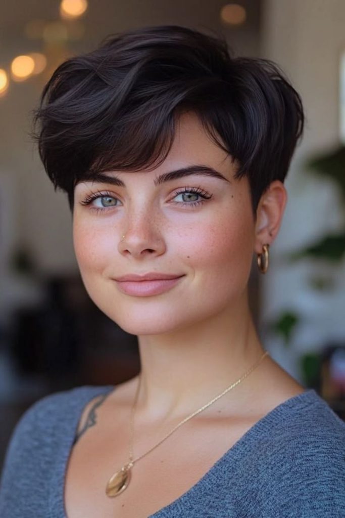 structured crop soft fringe clean modern short haircut