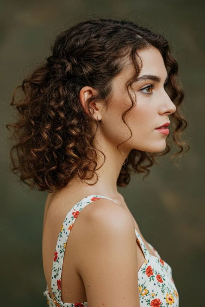Velvet halo short prom curls style.