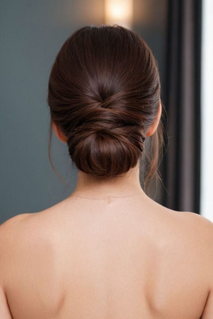 Velvet scholar low bun refined academic finish