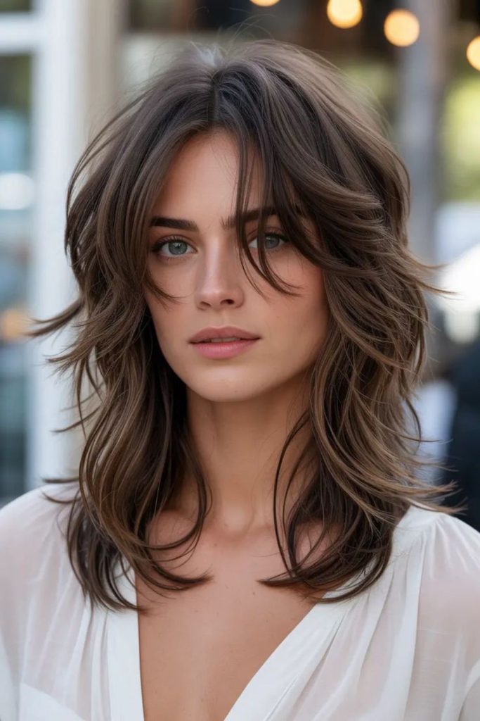 Velvet Shimmer medium shag soft texture.