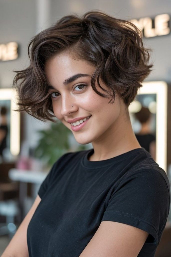 Velvet bixie with inward soft curve.