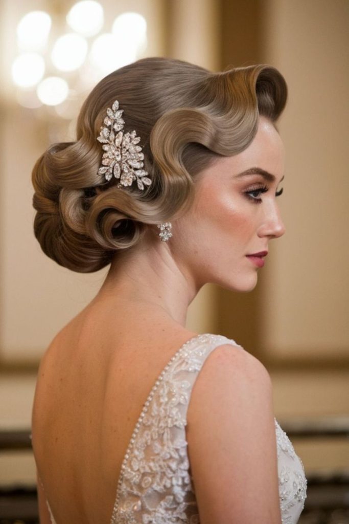 Vintage finger wave sculpted glossy look