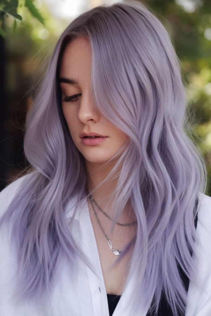 Violet drift soft layers flowing layered cut soft violet tone look