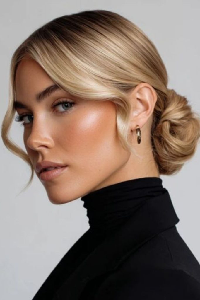 Whisper curl low side bun delicate soft elegance