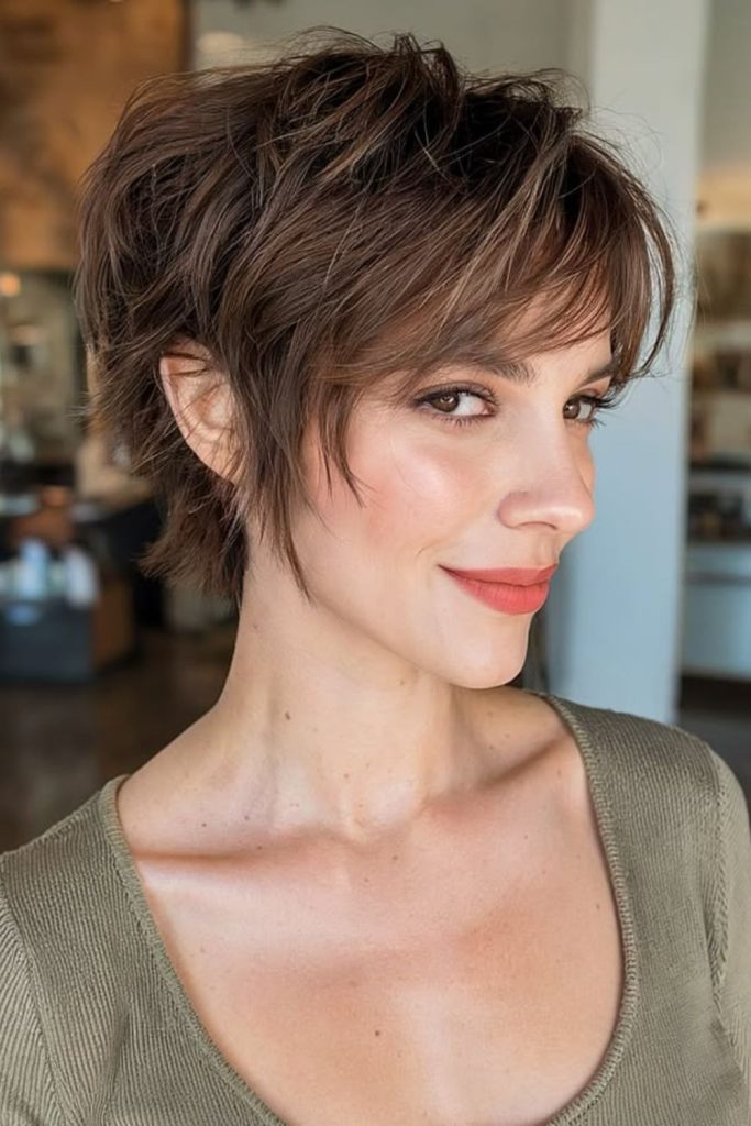 Whisper shag pixie light messy artistic cut