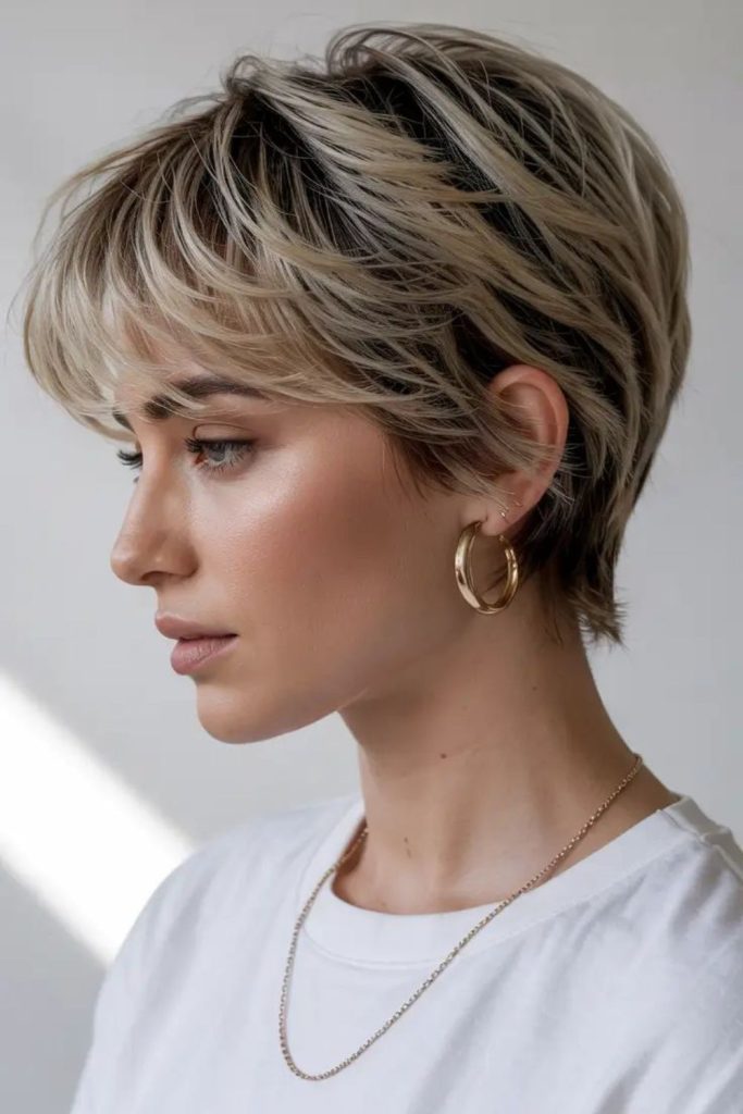 Soft fade bixie with seamless blend.