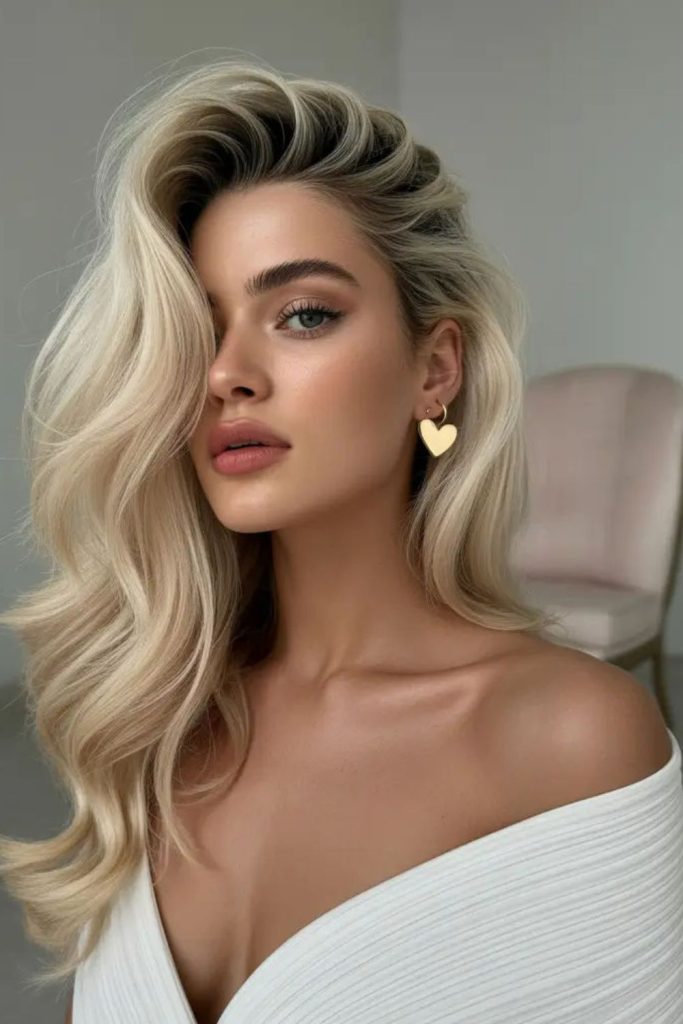 Side sweep flowing romantic summer hairstyle.