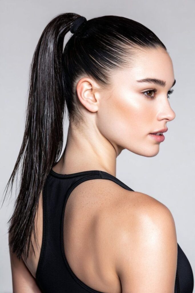 Sporty sleek high ponytail control movement style