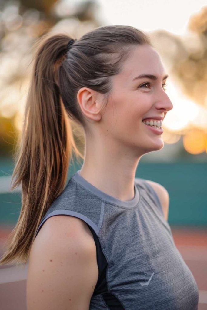 Wavy ponytail soft sporty flowing workout hair