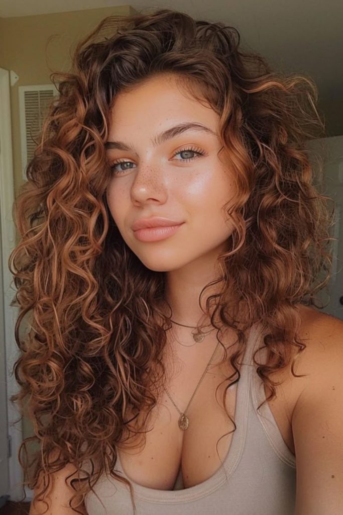 Amber glowing curls flowing like soft light veins