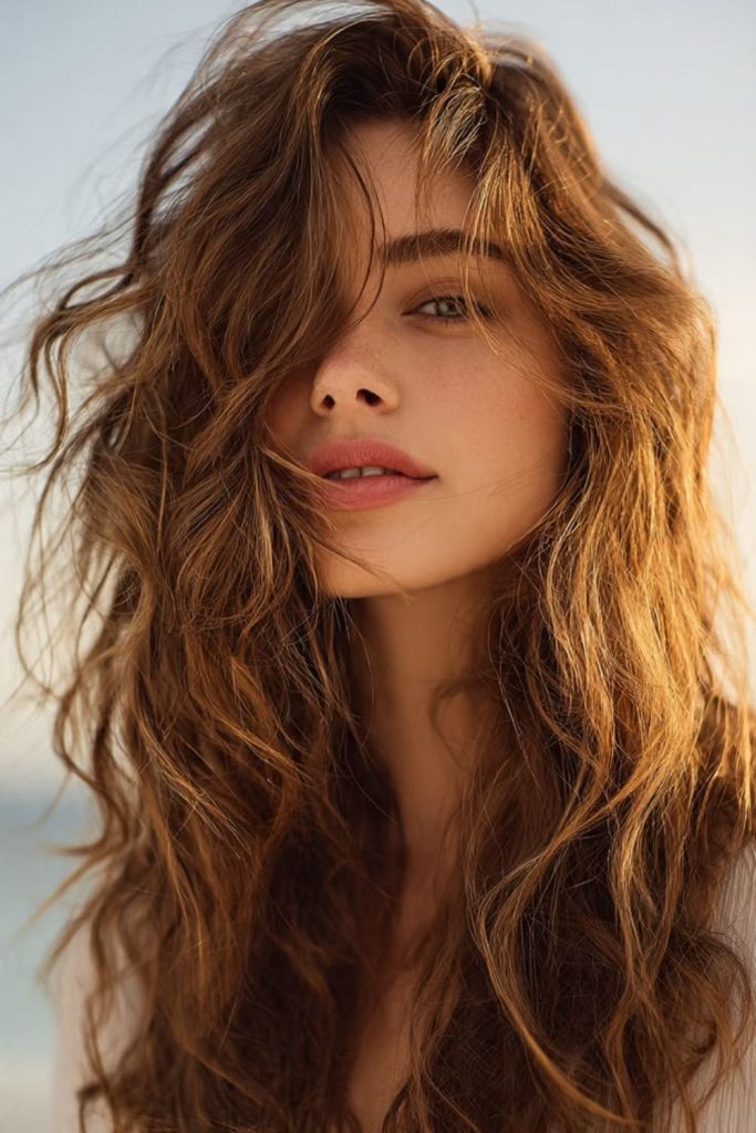 Warm wavy beach inspired hair