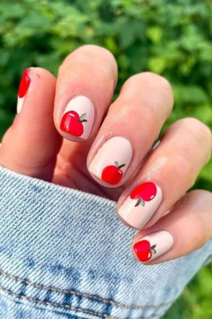 Apple orchard inspired chic nails.