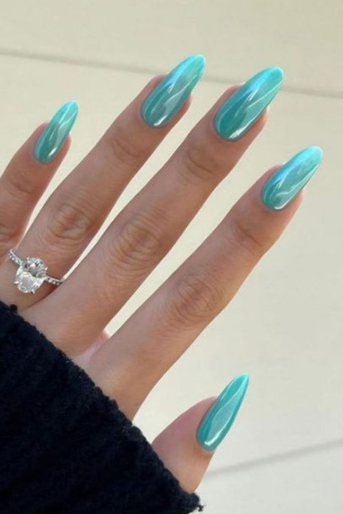 Aqua blue candy ripple nail style