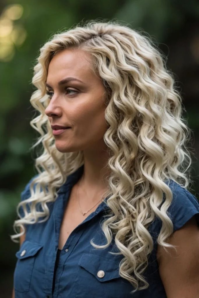Arctic frosted curls streaming with cool icy flow