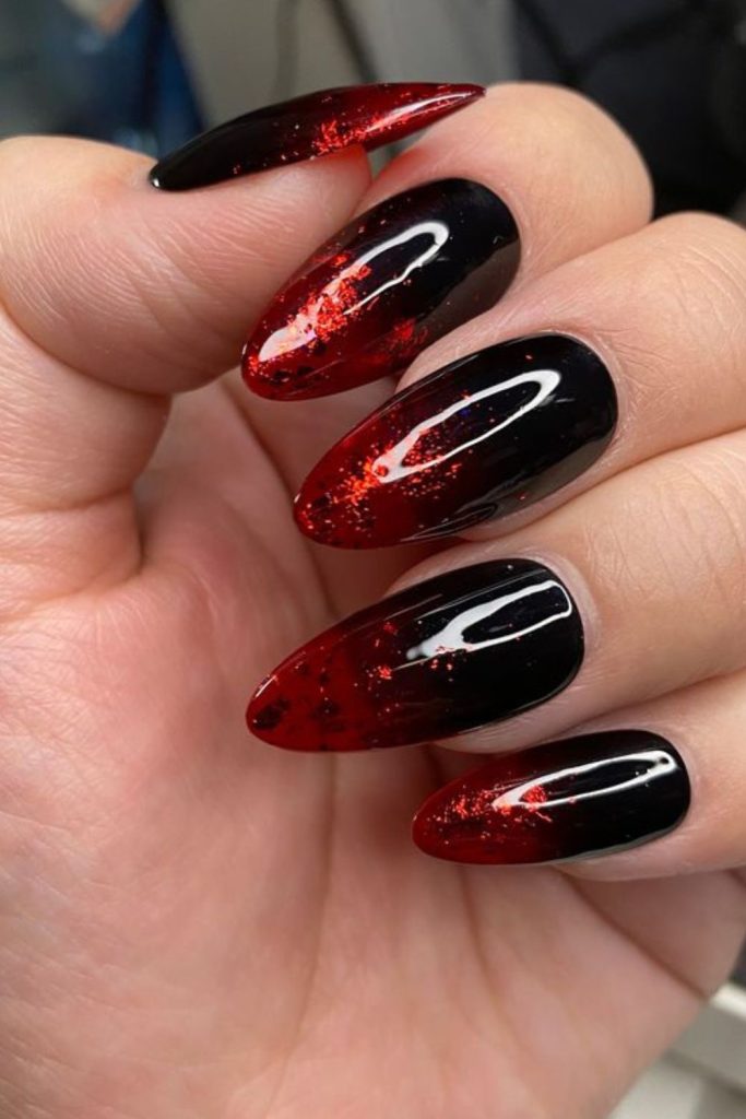 Blood moon razor fade nail design