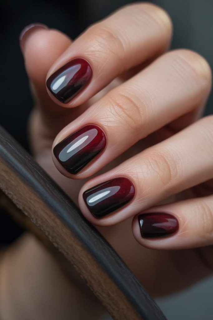 Blood velvet crescent tip nail style