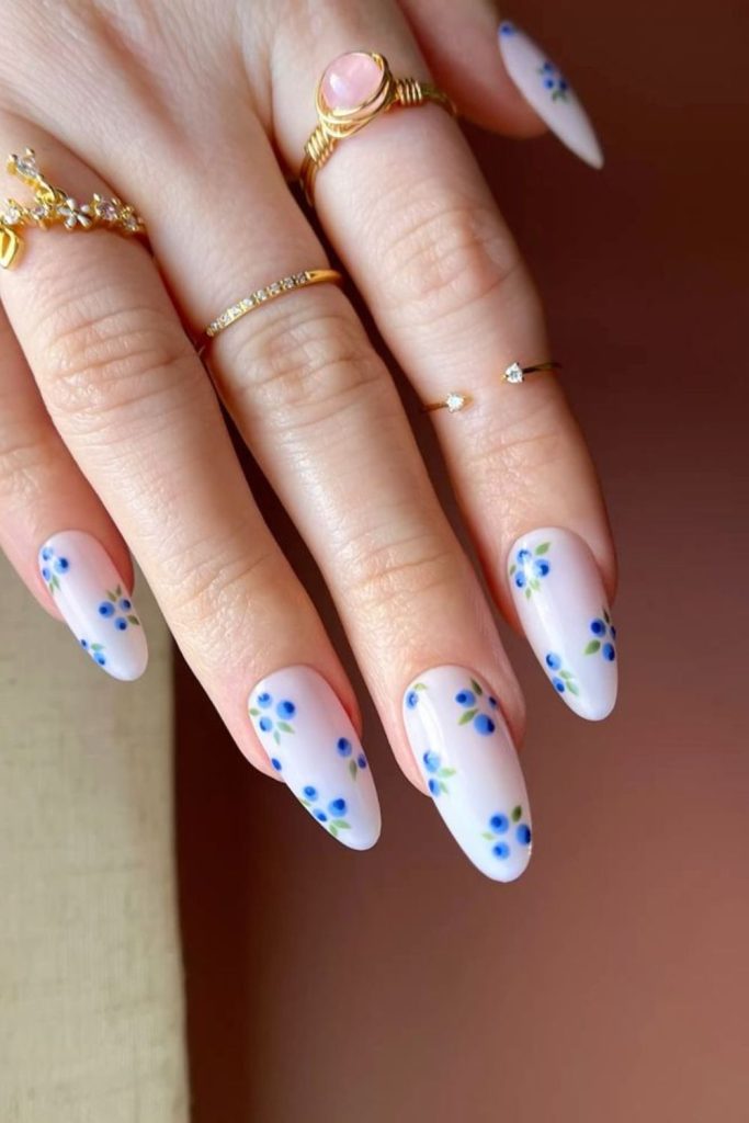 Blueberry inspired soft blue nails.