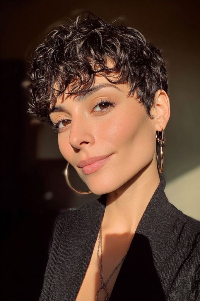 Bohemian drift pixie curly haircut