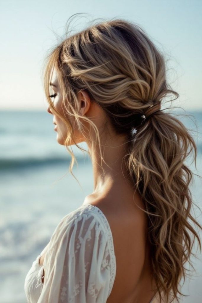 Loose low pony relaxed style