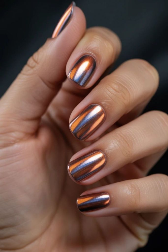 Chrome lava futuristic metallic square nails