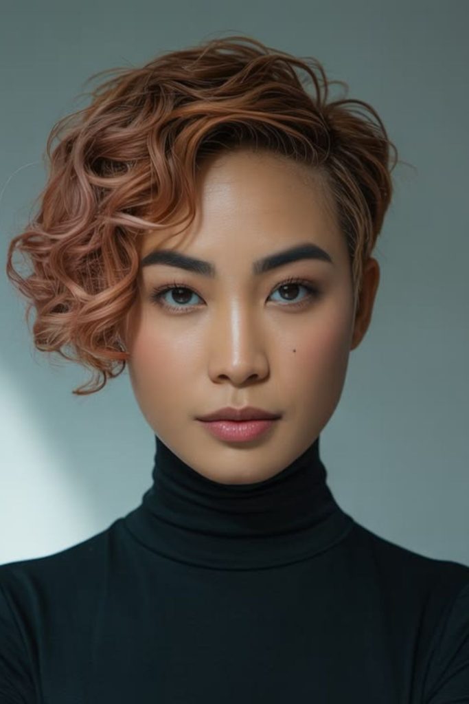 Layered copper pixie with breezy flow