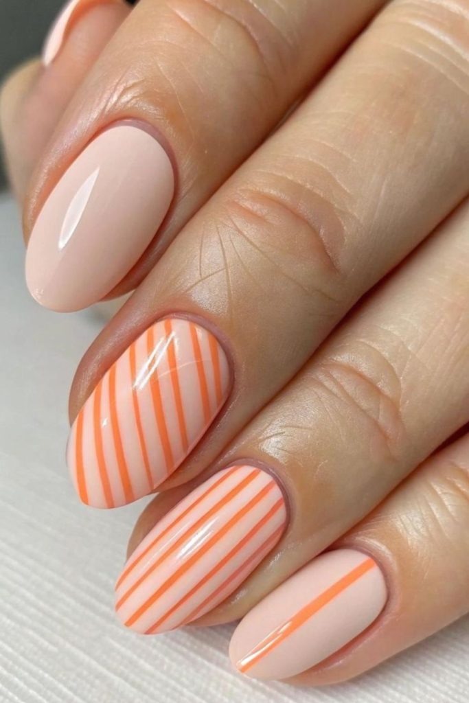 Coral zigzag electric graphic nails