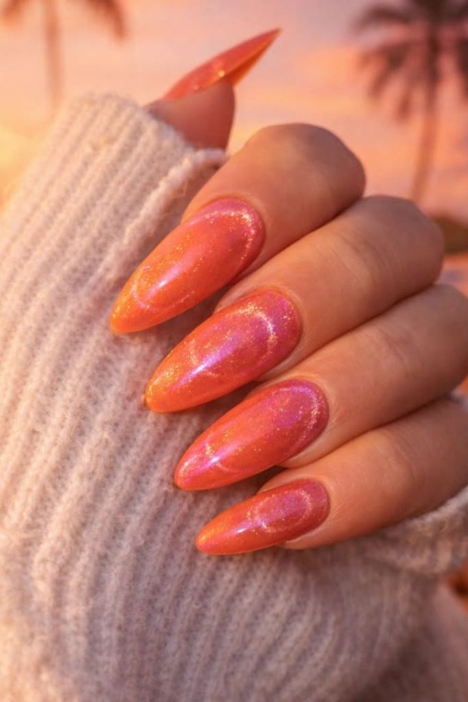 Coral mystic eye symbolic nails