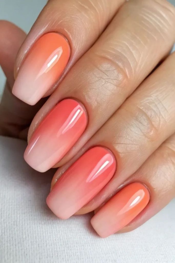 Coral ocean foam wave splash nails