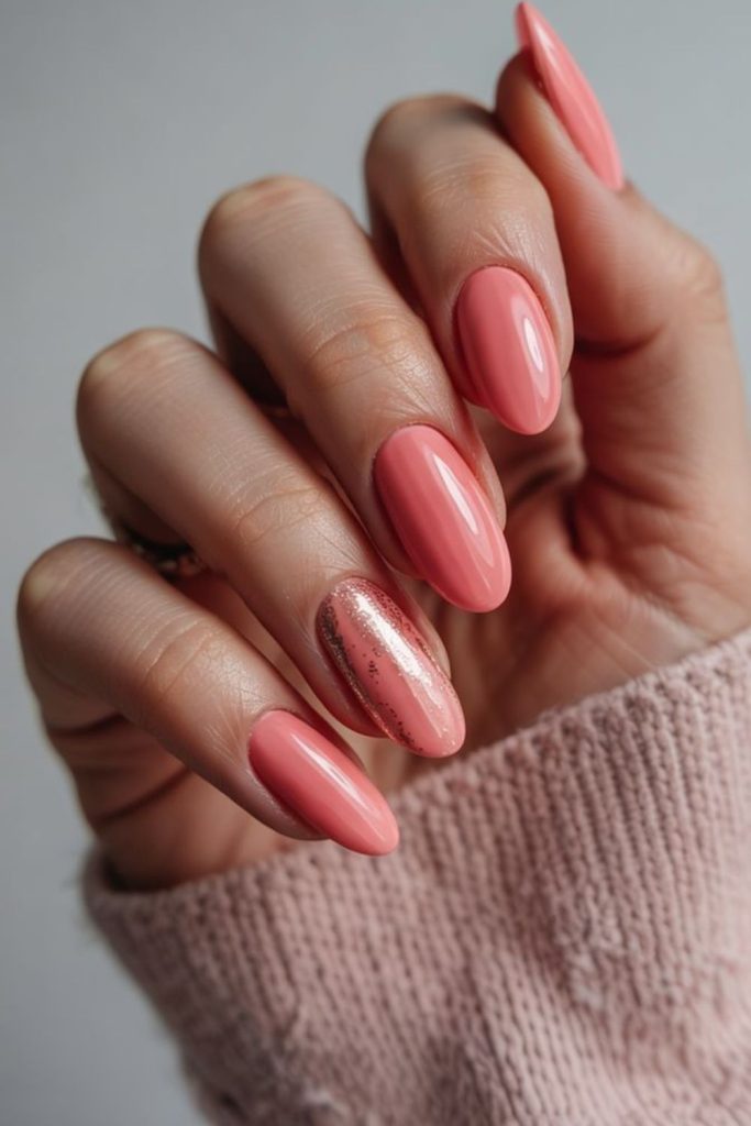 Coral pearl elegant luxury nails