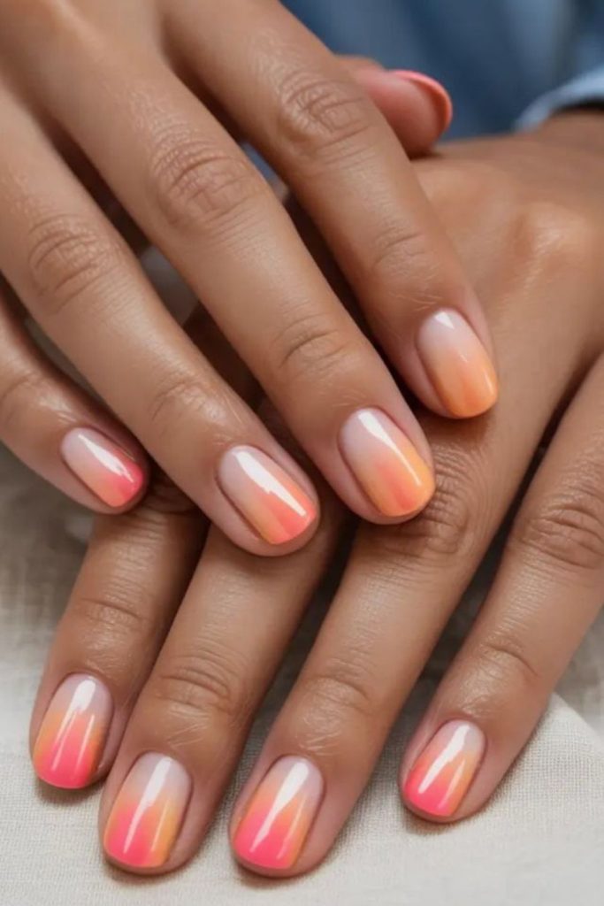 Coral reef ocean shimmer nail art