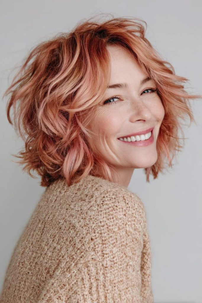 Wavy shag bob playful texture