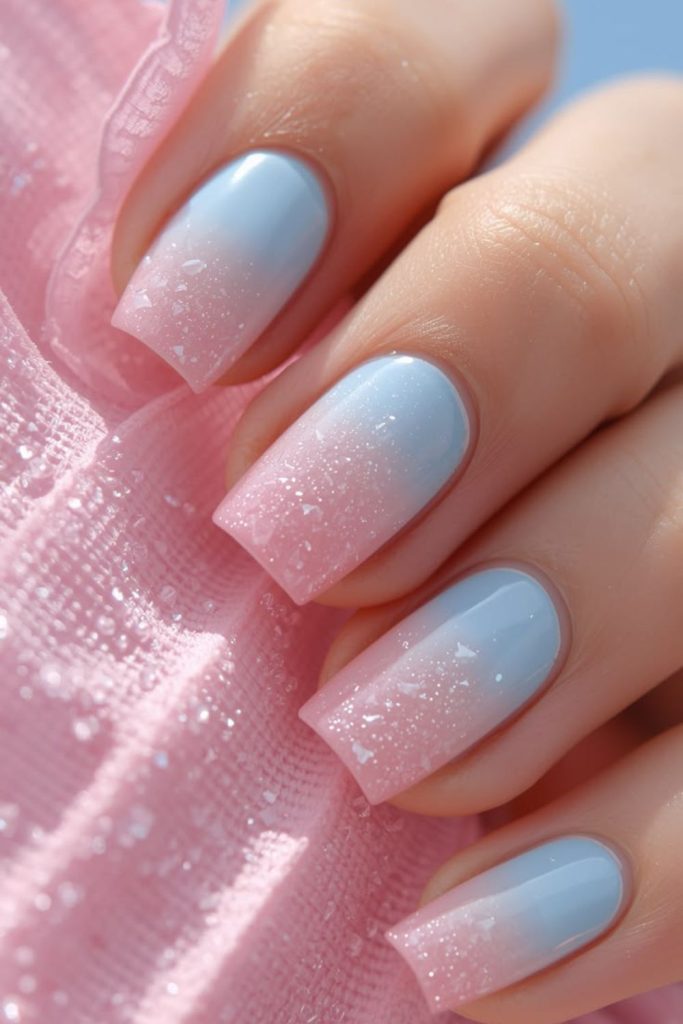 Cotton candy pastel playful square nails