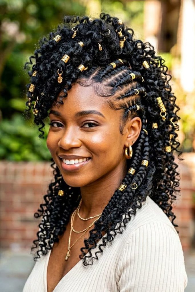 Curly crochet mohawk edgy lifted look.
